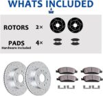 Front Brake Kit Drilled and Slotted Disc Brake Rotors Ceramic Brake Pads Replacement for 2003-2008 Toyota Corolla Matrix Pontiac Vibe - Image 2