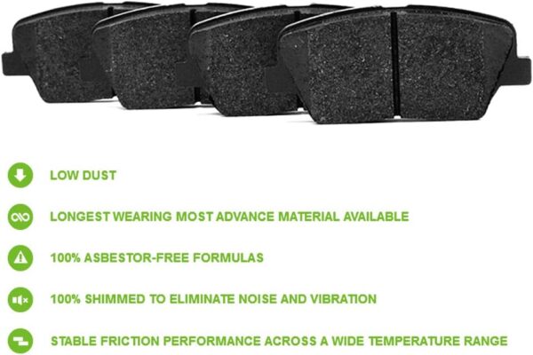 Ceramic Pads, 8pcs Brake Pads Brakes Kits 95-96 for Buick Riviera,94-96 for Cadillac DeVille,94-96 for Cadillac Eldorado,94-96 for Cadillac Seville,95-96 for Oldsmobile Aurora - Image 2