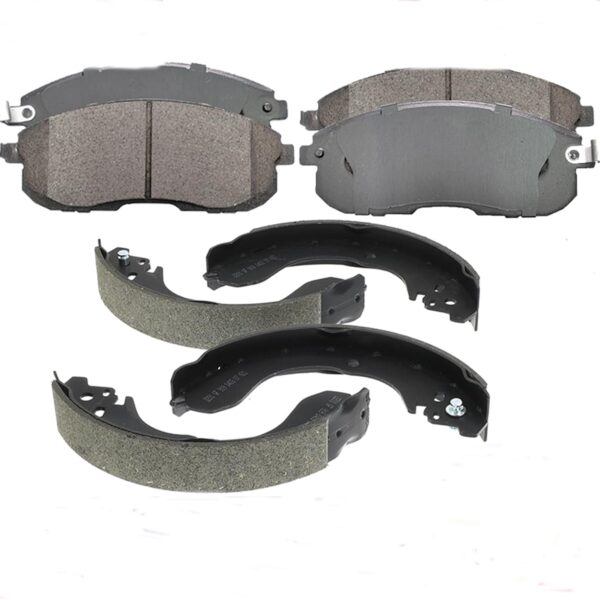 Replacement for Front Ceramic Brake Pads + Rear Shoes for 2007-2012 Nissan Cube Sentra Versa modles