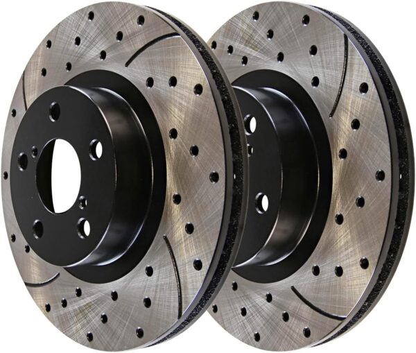 Front Drilled & Slotted Brake Rotors | Replacement for Lexus ES300 2002-2006 Toyota Camry 2004-2008 Solara 2004-2010 Sienna 2005-2007 Avalon AWD FWD | E-Coated | 2-PC Set | ShadowGuard - Image 1