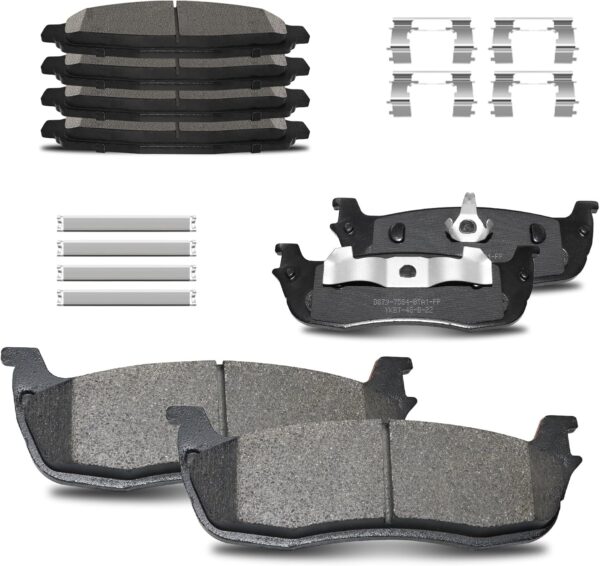 Front and Rear Ceramic Brake Pads for Lincoln Town Car 2003 2004 2005 2006 2007 2008 2009 2010 2011 - Image 1