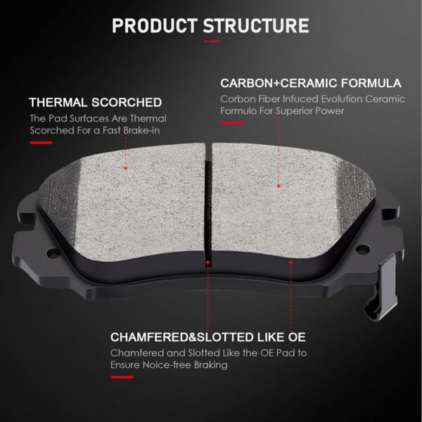 Front Rear Ceramic Brake Pads Kits 8pcs fit For 2010-2017 For Chevrolet Equinox,2010-2017 For GMC Terrain - Image 2