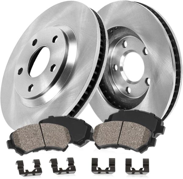 Front Brake Kit for 2003-2008 Pontiac Vibe Toyota Corolla, 2003-2006 Toyota Matrix - Disc Rotors with Ceramic Brake Pads Replacement - Image 1