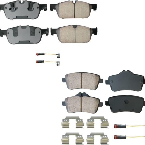 Euro Front and Rear Ceramic Brake Pad Set Pads with Electric Wear Sensors indicators Kit for Mercedes Benz X164 GL450 GL550 W164 GLE450 AMG GLE550e GLS550 ML400