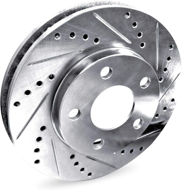 Front Brake Kit For 2004-2009 Toyota Prius| Drilled Slotted Brake Rotors| Ceramic Brake Pads and Rotors Kit - Image 2