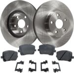Brake Disc and Pad Kit Compatible With 2003-2008 Toyota Corolla, Matrix & Pontiac Vibe Plain Rotors Ceramic Pads 2-Wheel Set Front