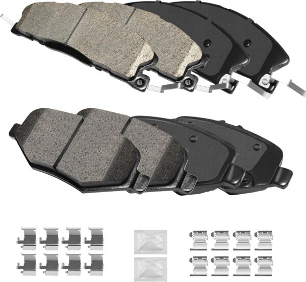 Ceramic Disc Brake Pads Kits Front and Rear, Fit for 2013-2019 Ford Explorer Flex Taurus SHO Police Interceptor Sedan Utility Special Service Police Sedan, 2012 Lincoln MKS (D1611, D1612) - Image 1