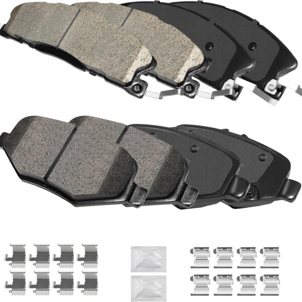 Ceramic Disc Brake Pads Kits Front and Rear, Fit for 2013-2019 Ford Explorer Flex Taurus SHO Police Interceptor Sedan Utility Special Service Police Sedan, 2012 Lincoln MKS (D1611, D1612)