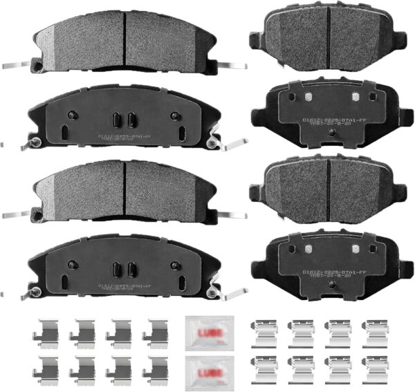 Front and Rear Disc Brake Pads Set Ceramic w/Hardware Replacement for 2013-2019 Ford Explorer Flex Police Interceptor Sedan Utility Special Service Police Sedan Taurus/Lincoln Mks Mkt - Image 1
