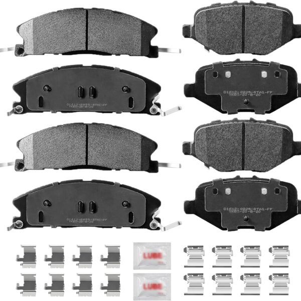 Front and Rear Disc Brake Pads Set Ceramic w/Hardware Replacement for 2013-2019 Ford Explorer Flex Police Interceptor Sedan Utility Special Service Police Sedan Taurus/Lincoln Mks Mkt